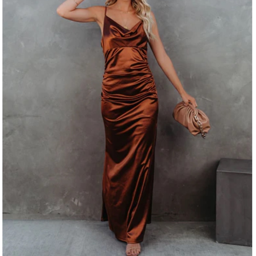 NWOT Rust satin dress from Vici
